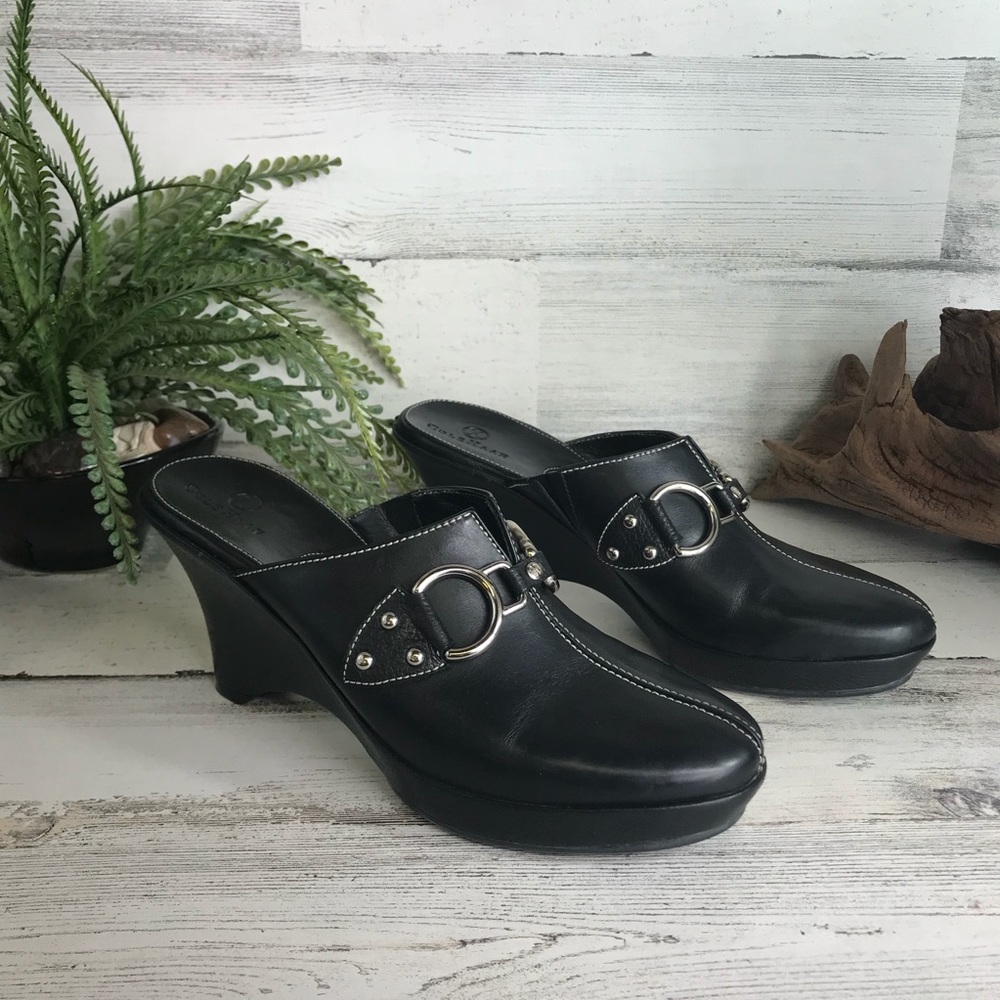 Cole Haan Leather Stitched Buckle Mules [608s4]